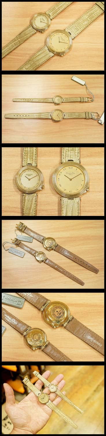 80s 크리스찬 디올 라운드 프레임 금장 쿼츠 남녀 시계 2pcs 상품이미지2