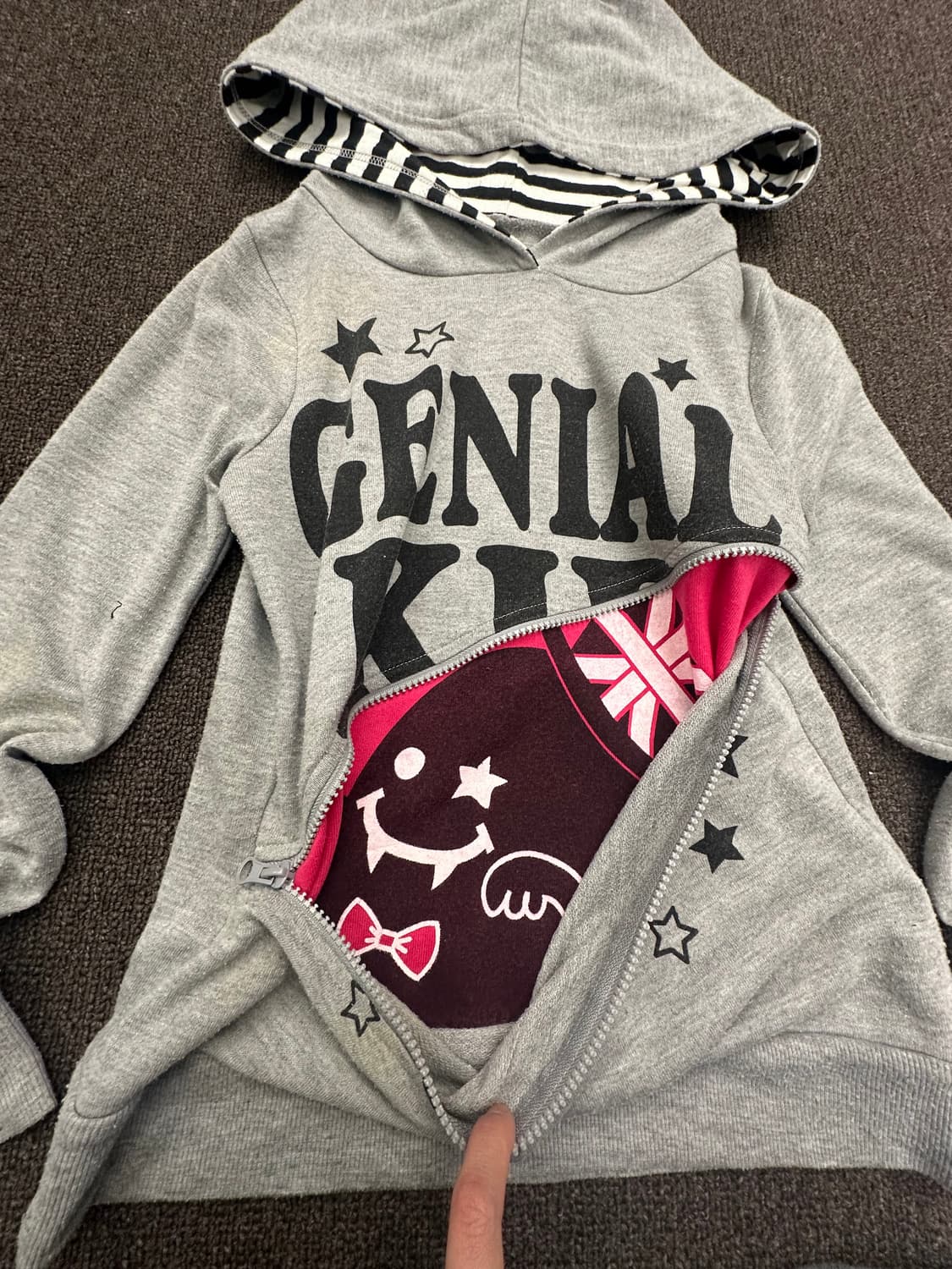 150)Japanese vintage 여성 지퍼 스트라이프 후디 상품이미지5