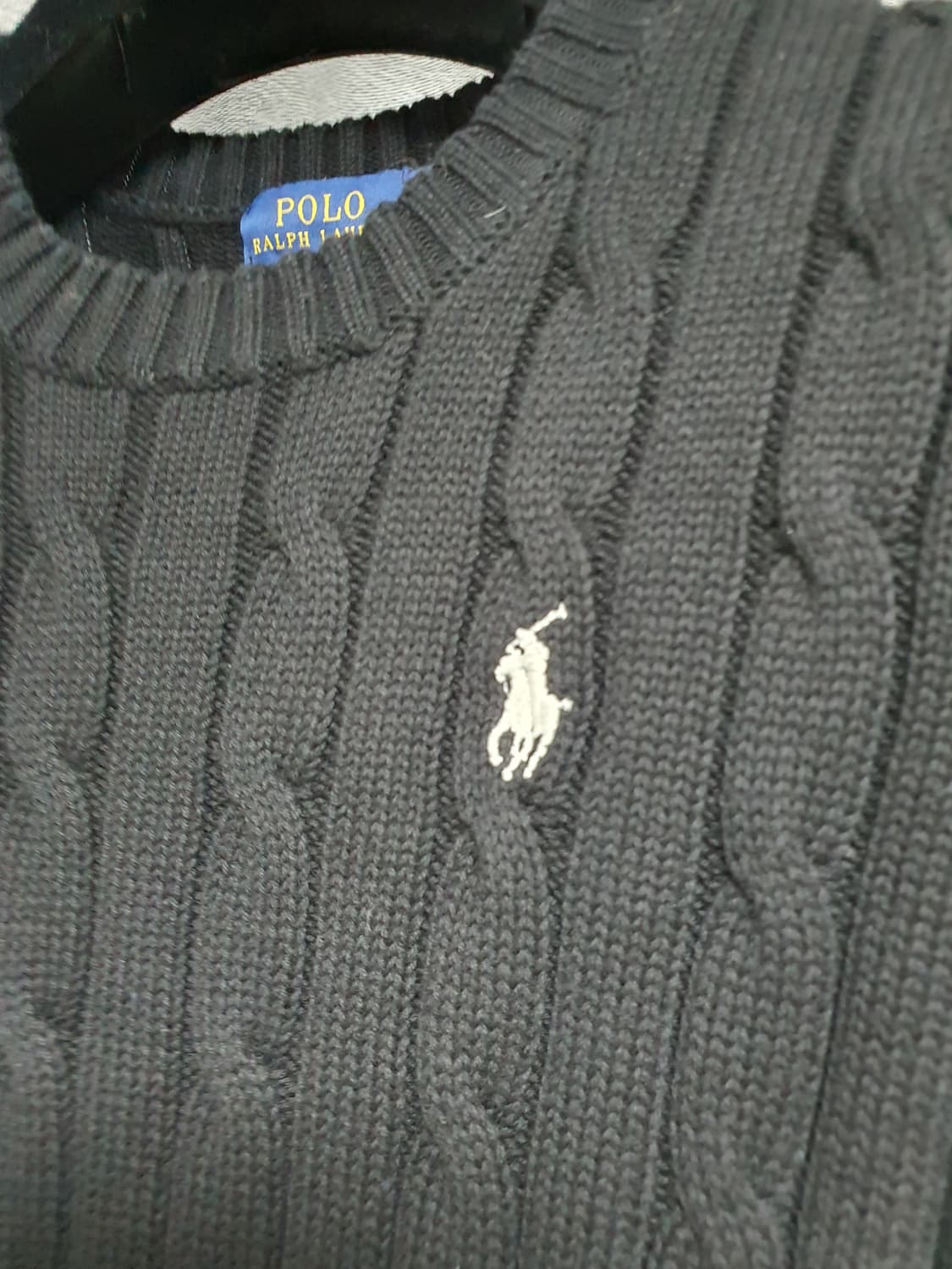 폴로 랄프로렌  꽈배기케이블  블랙 니트 반팔 xs~s 상품이미지5