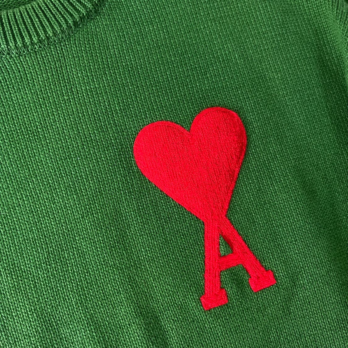 100 아미 20FW 빅하트 로고 그린 니트 상품이미지2