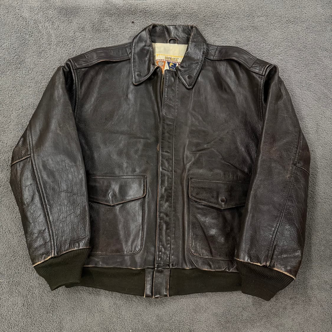 [정품/XXL] 아비렉스 빈티지 A-2 리얼 레더 플라이트 봄버 자켓 상품이미지2