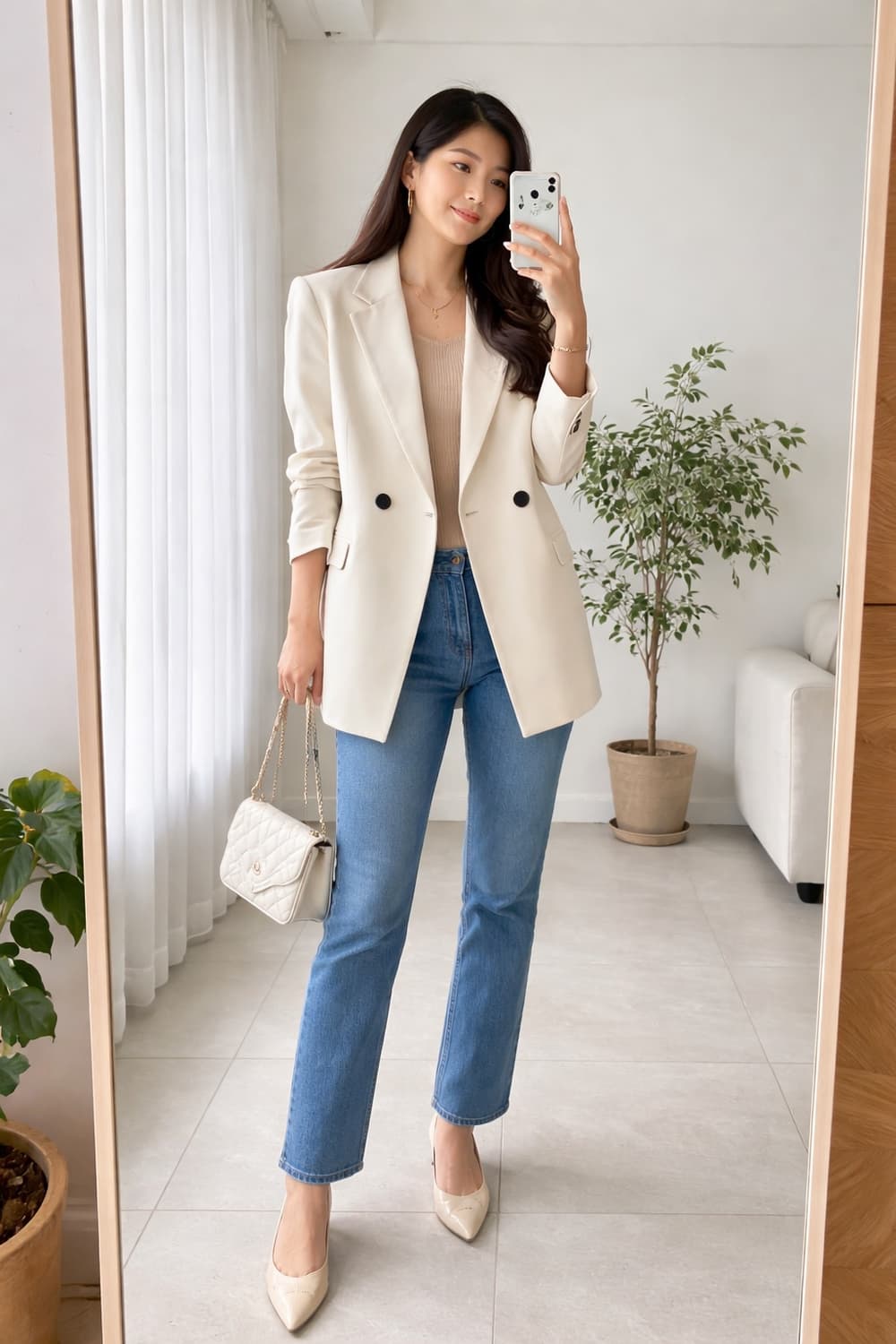 STUDIO TOMBOY 매니시 오버핏 더블자켓 아이보리 55-66  상품이미지1