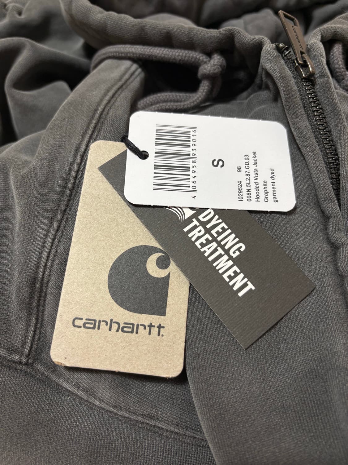 칼하트 WIP 후드집업 비스타 자켓 그래파이트 가먼트 다이드 상품이미지9