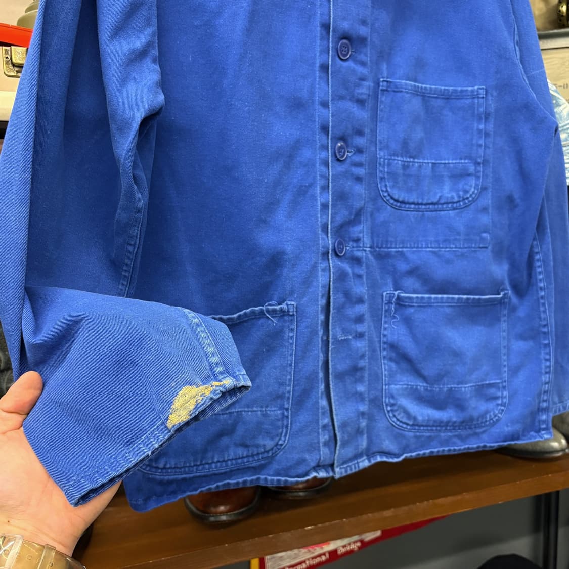70s 프렌치 워크자켓 코튼트윌 라운드포켓 빈티지 워싱 N672 상품이미지4