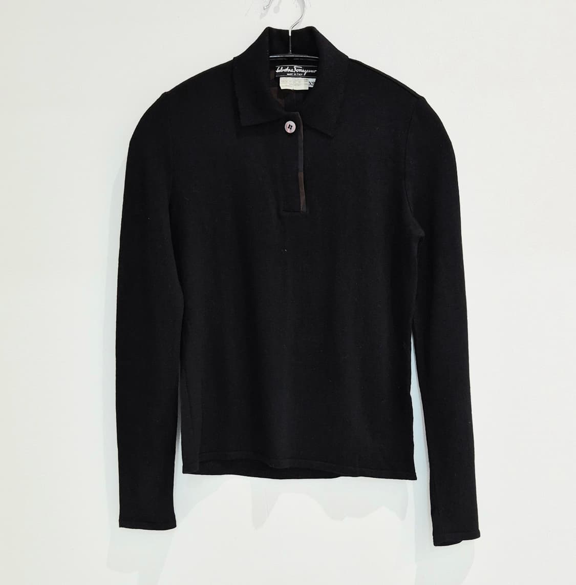 살바토레 페레가모 울 실크 배색 여성 니트 폴로 XS 상품이미지1