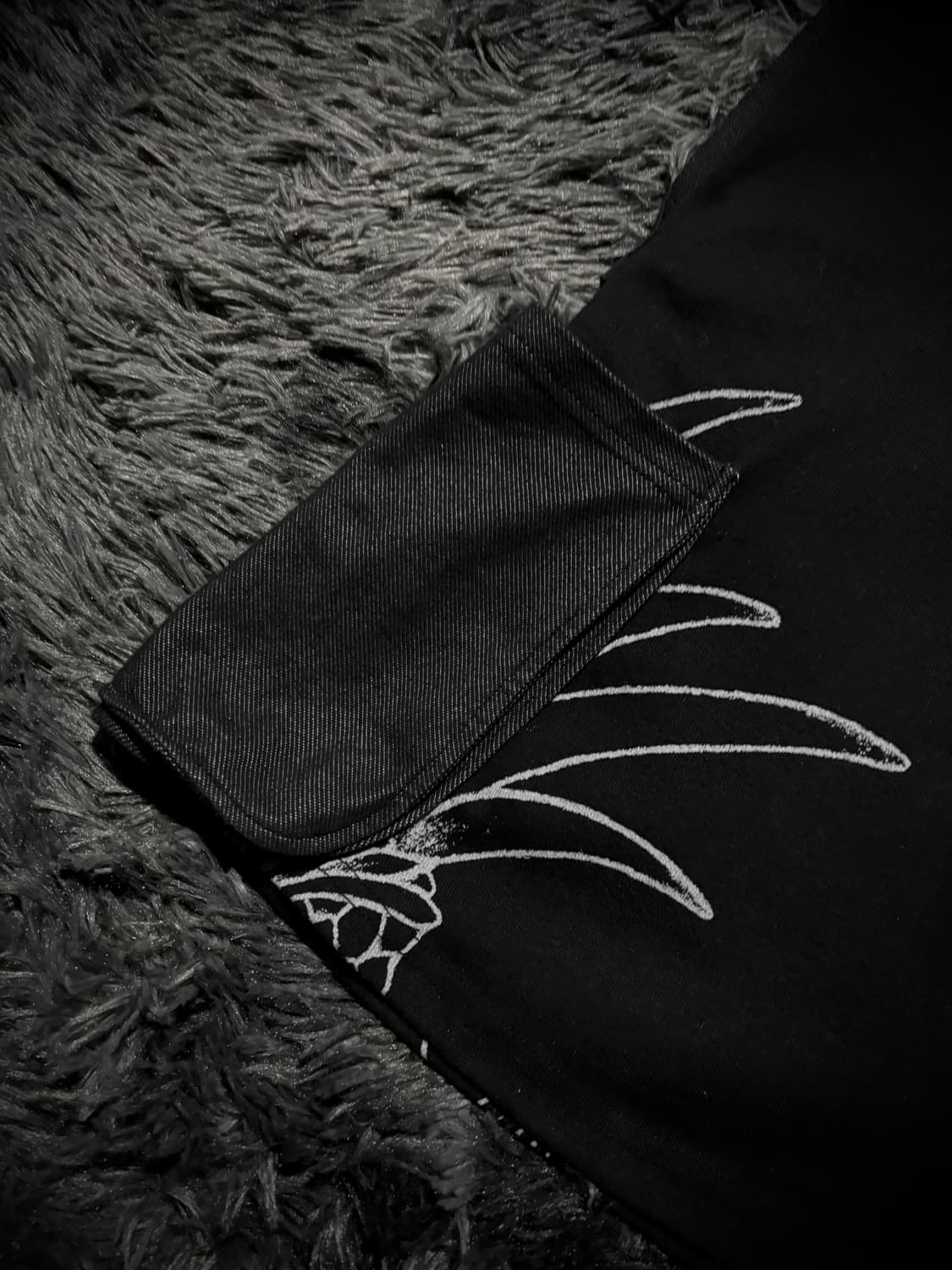 Glitz  블랙 날개 실버 레터링 반팔 후디 상품이미지3