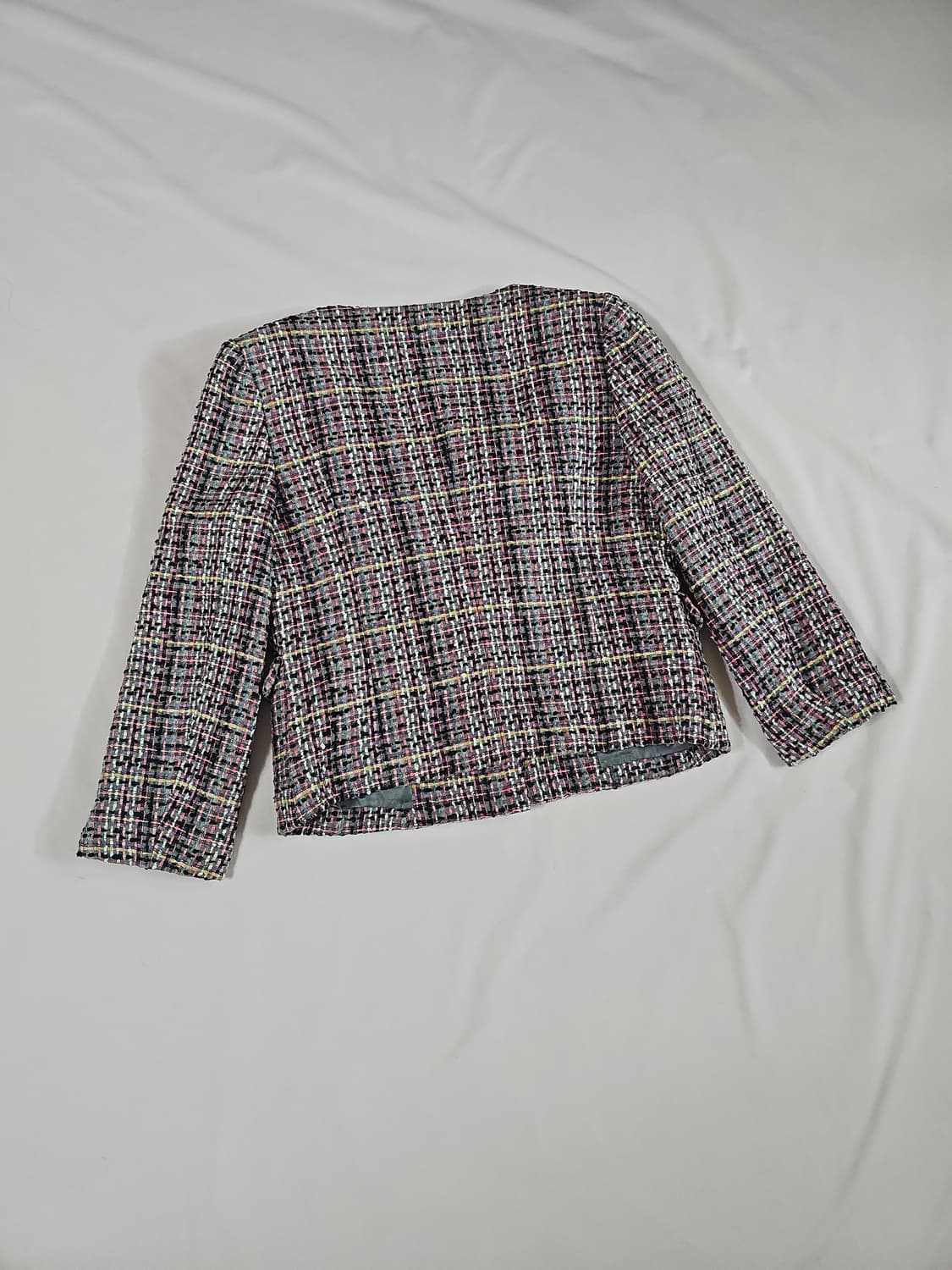 [4] (japan) DKNY 빈티지 7부 소매 트위드 자켓 상품이미지6