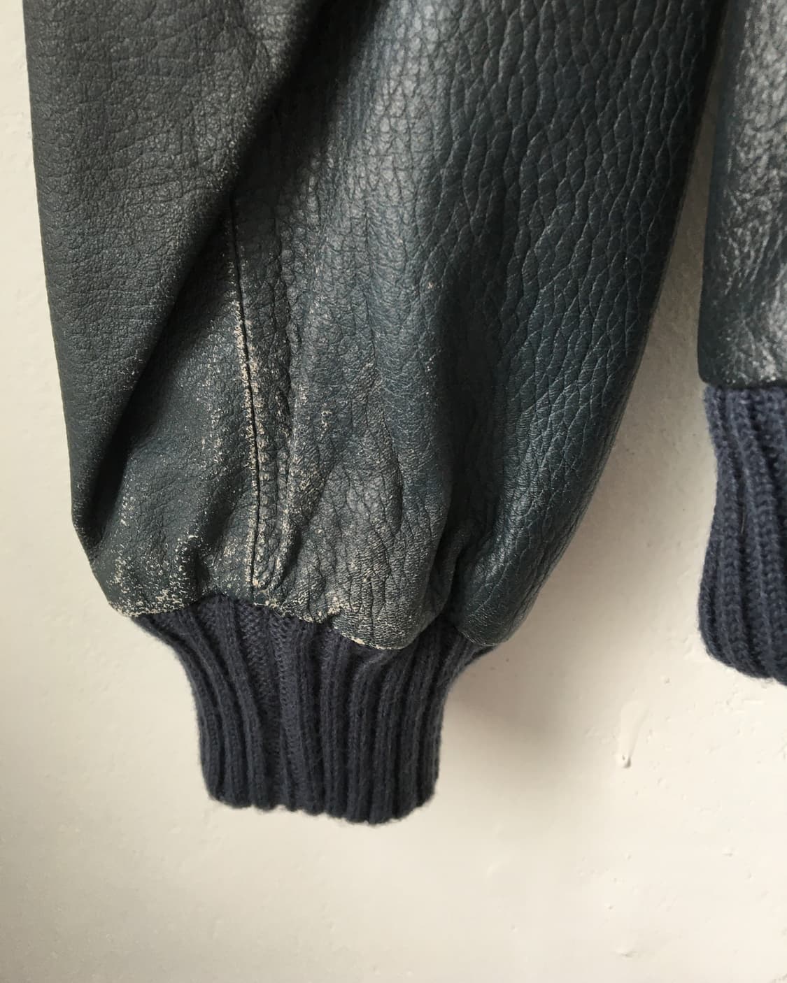 Washing blue lamb leather bomber jacket 상품이미지5