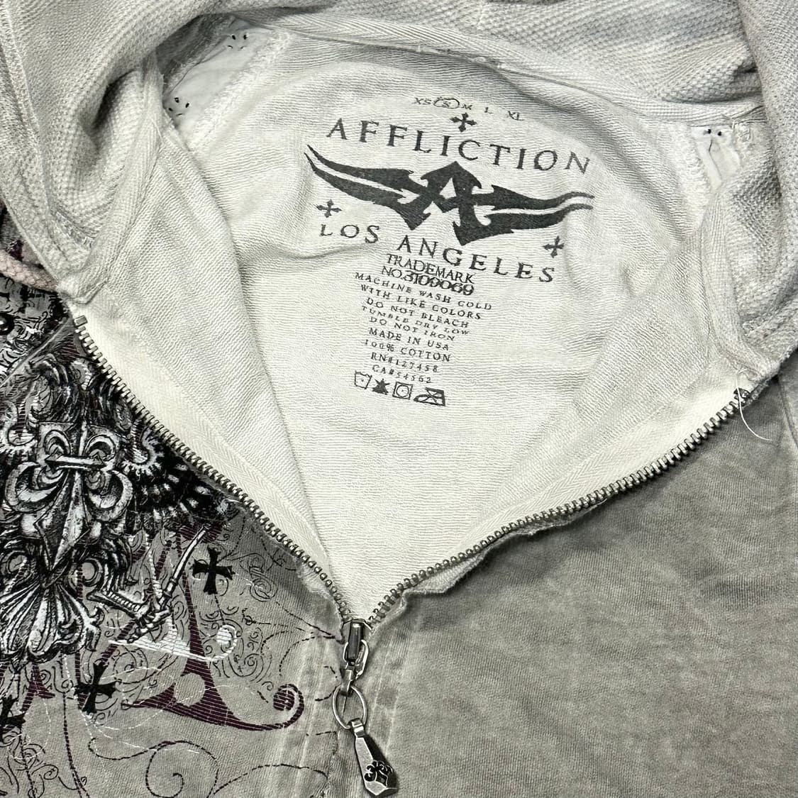Affliction 스터드 워싱 후드 집업 상품이미지5