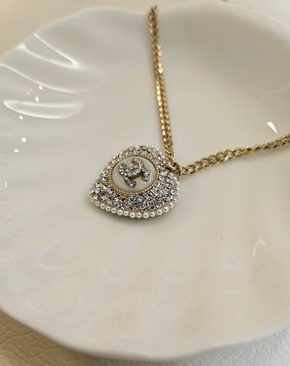 샤넬 큐빅하트 진주 목걸이 업사이클링 상품이미지3