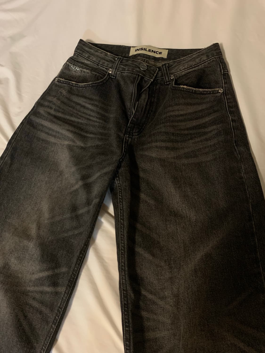 인사일런스 우먼 로우웨이스트 와이드데님2 다크그레이 상품이미지4