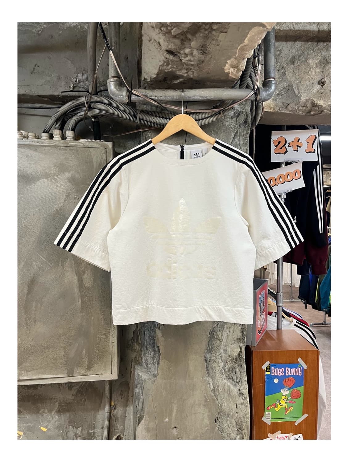 아디다스 크롭 삼선 반팔티 아이보리 XS #csz3745 상품이미지1