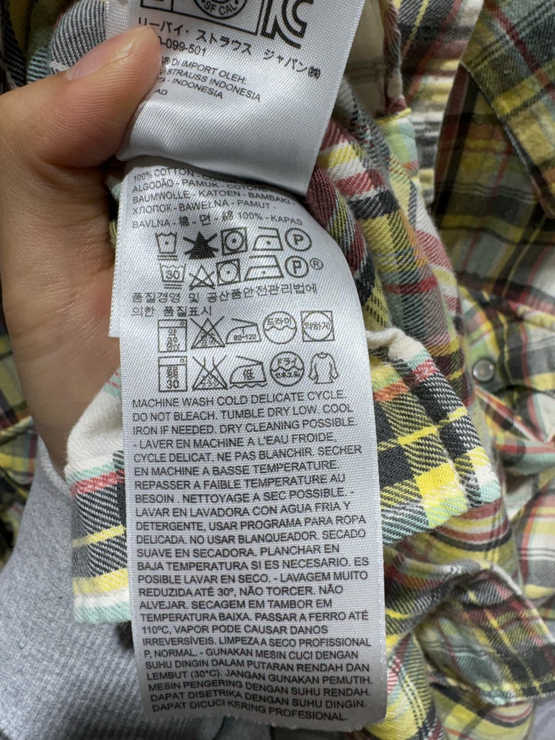 L 리바이스 웨스턴 투포켓 옐로우 체크셔츠 상품이미지6