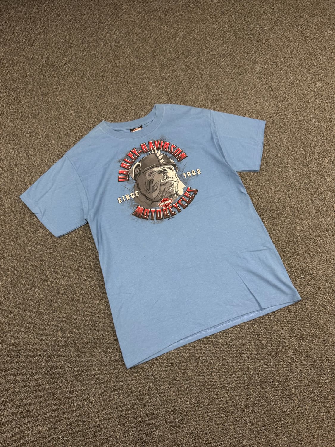 M) 할리데이비슨 빈티지 불독 프린팅 반팔 티셔츠 상품이미지2