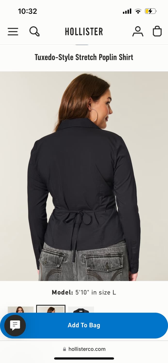 홀리스터 포플린 턱시도 셔츠 블랙 상품이미지3