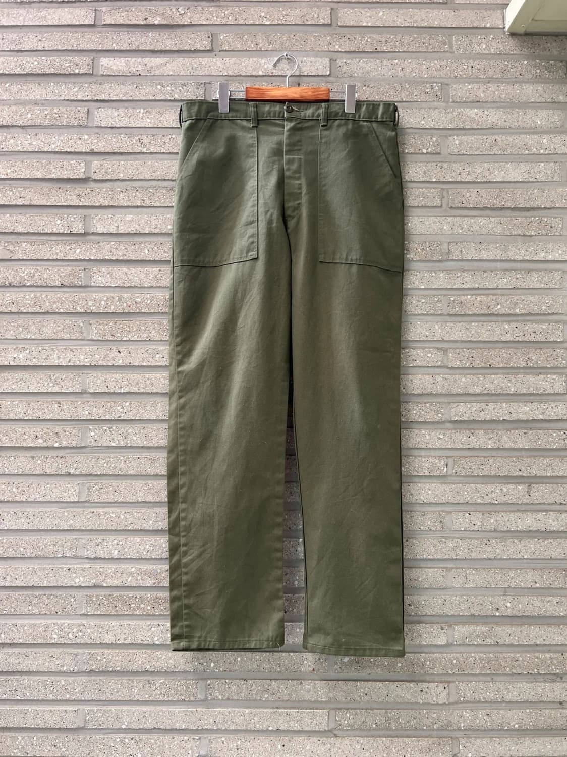 [36]90's Made in USA 올리브 그린 퍼티그 팬츠 상품이미지1