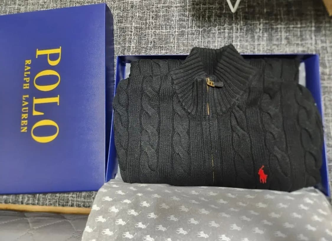 폴로 케이블 니트 집업 새상품 m 상품이미지1