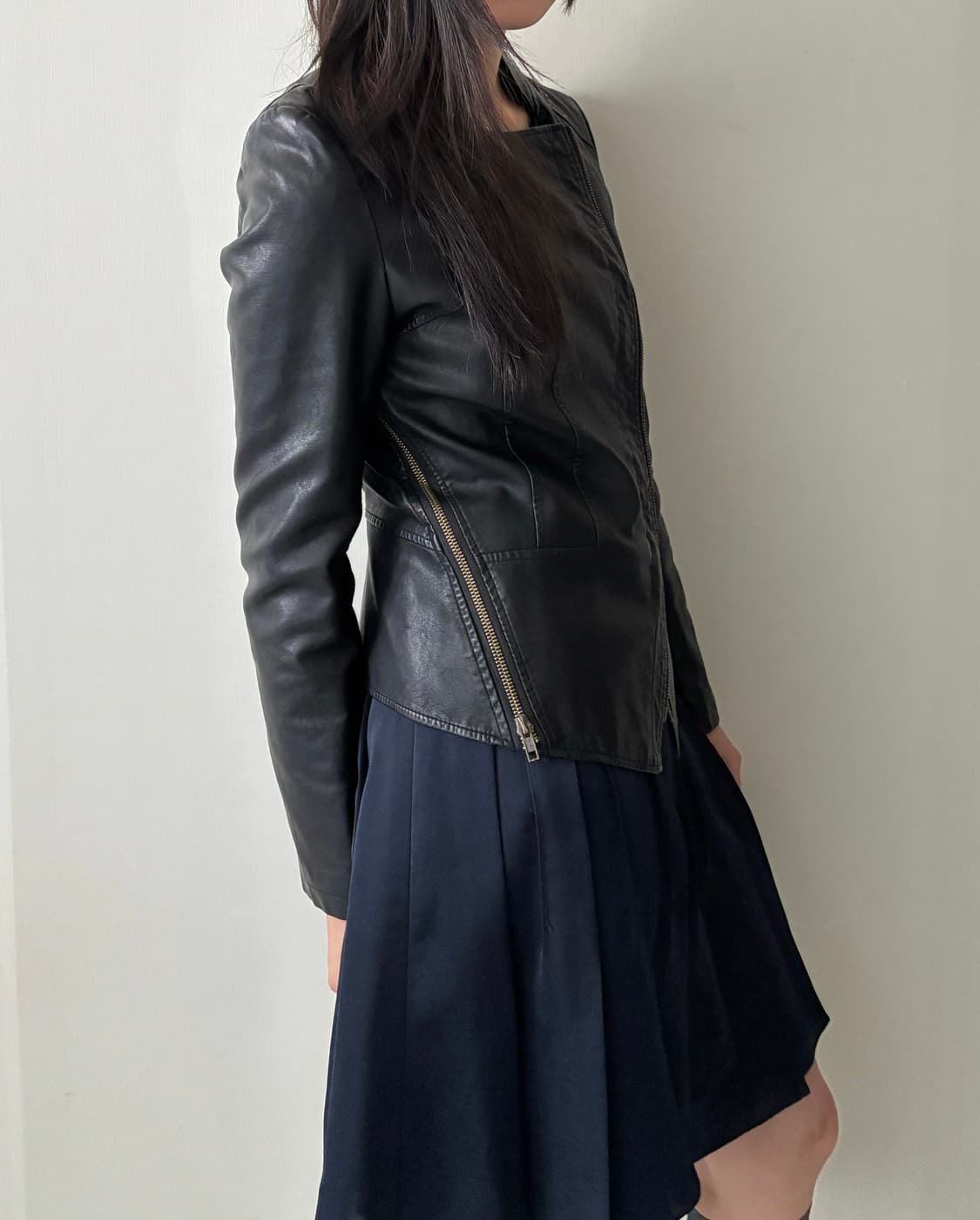 double zip 레더 자켓 상품이미지2