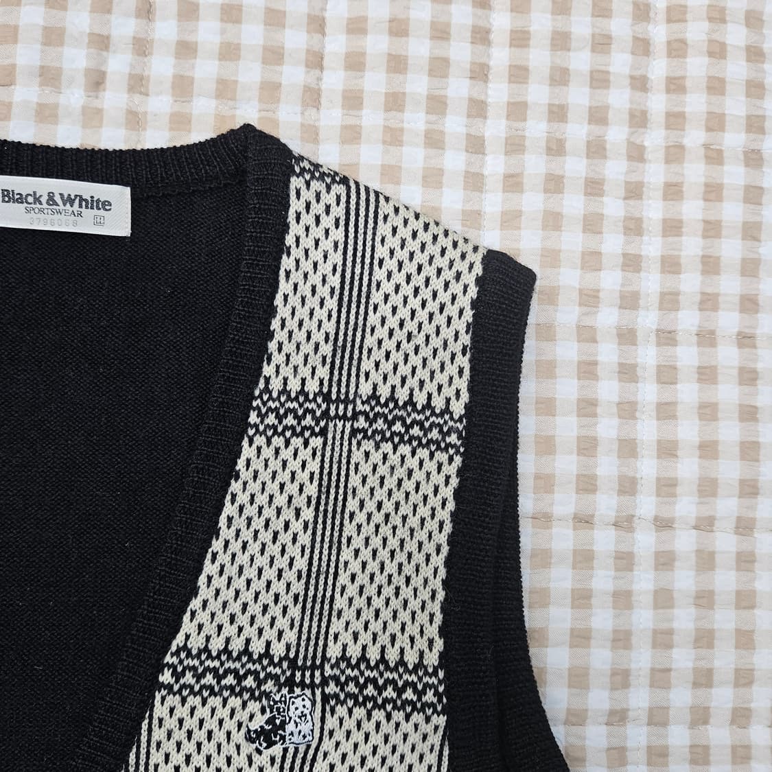 블랙앤화이트 울100 니트 베스트 조끼 남자100 상품이미지3