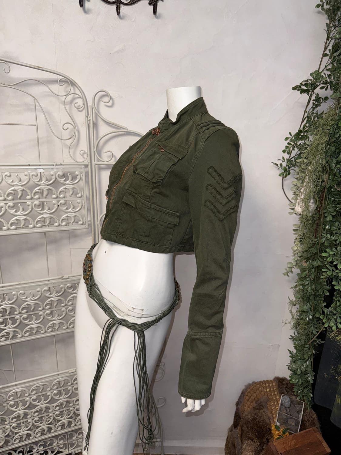 Khaki crop military cotton jacket  상품이미지6