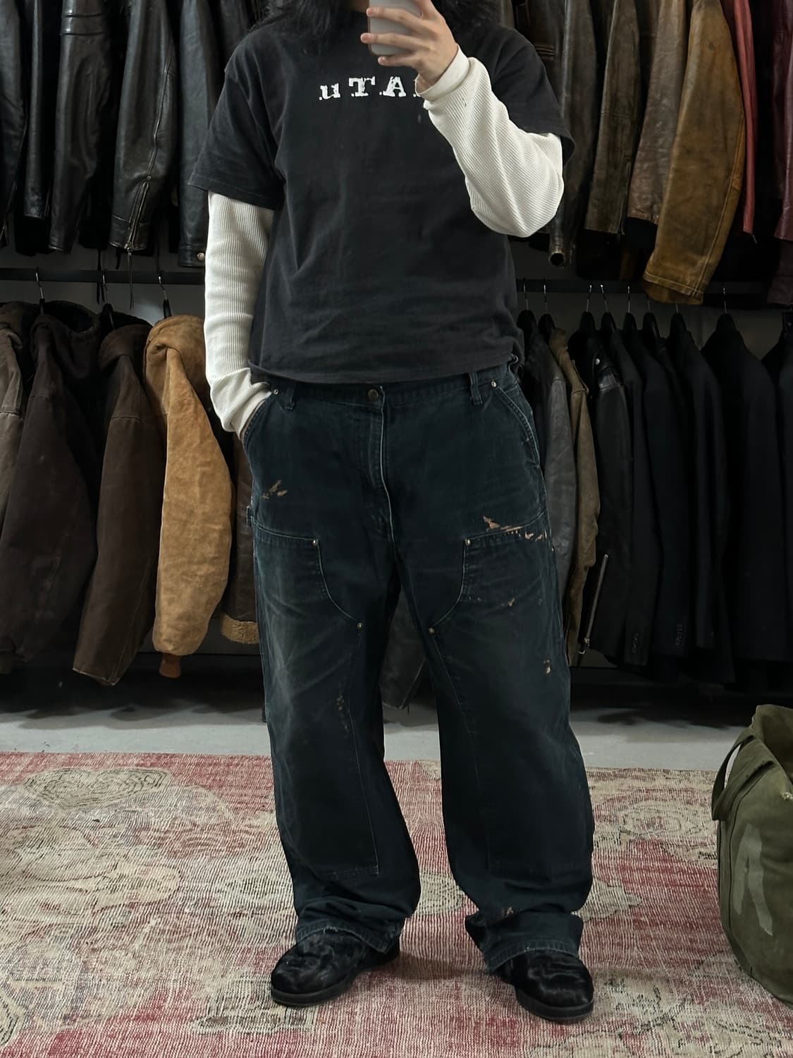 OG 칼하트 B136 더블니 블랙 칼하트 썩블니 워크팬츠 상품이미지2