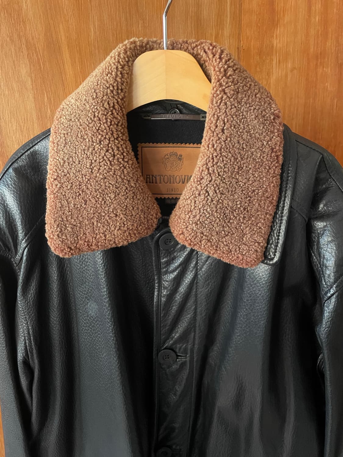 Teddy collar classic leather coat 상품이미지4