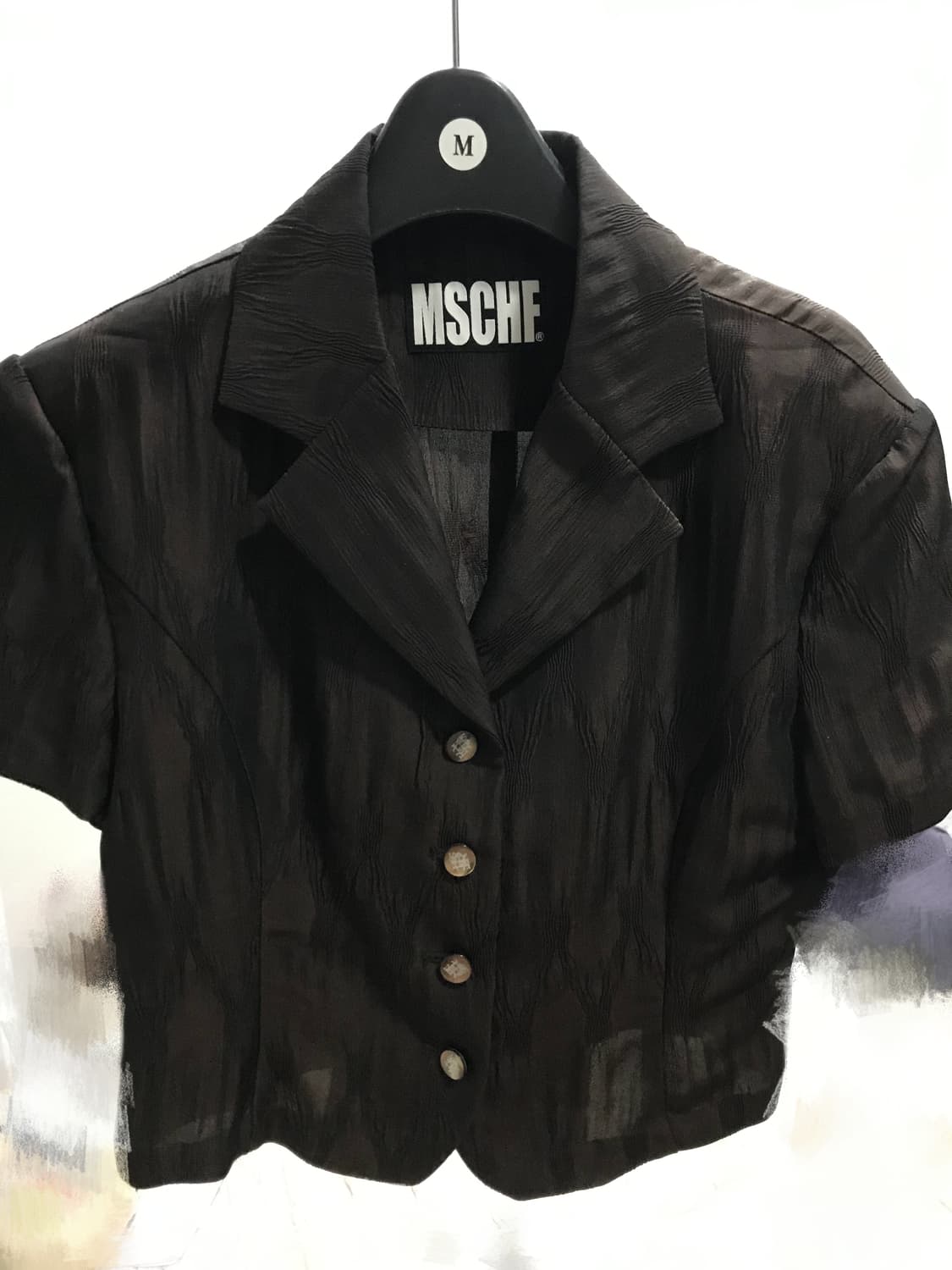 미스치프 투톤 숏슬리브 셔츠 블라우스 브라운 m 상품이미지1