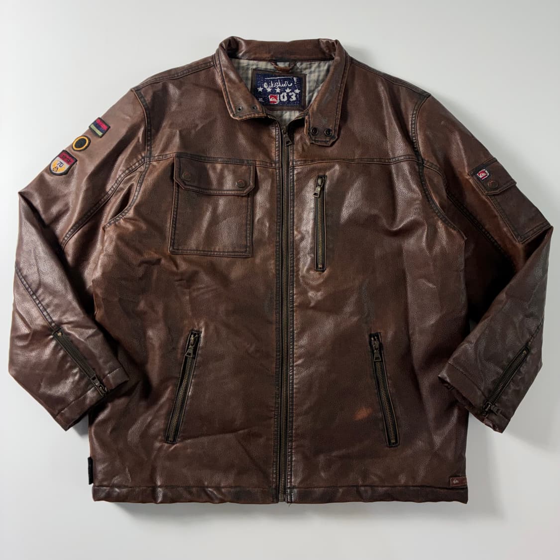 Quick silver  퀵실버 90,s 웨스턴 레더 브라운 레이싱 자켓 상품이미지2