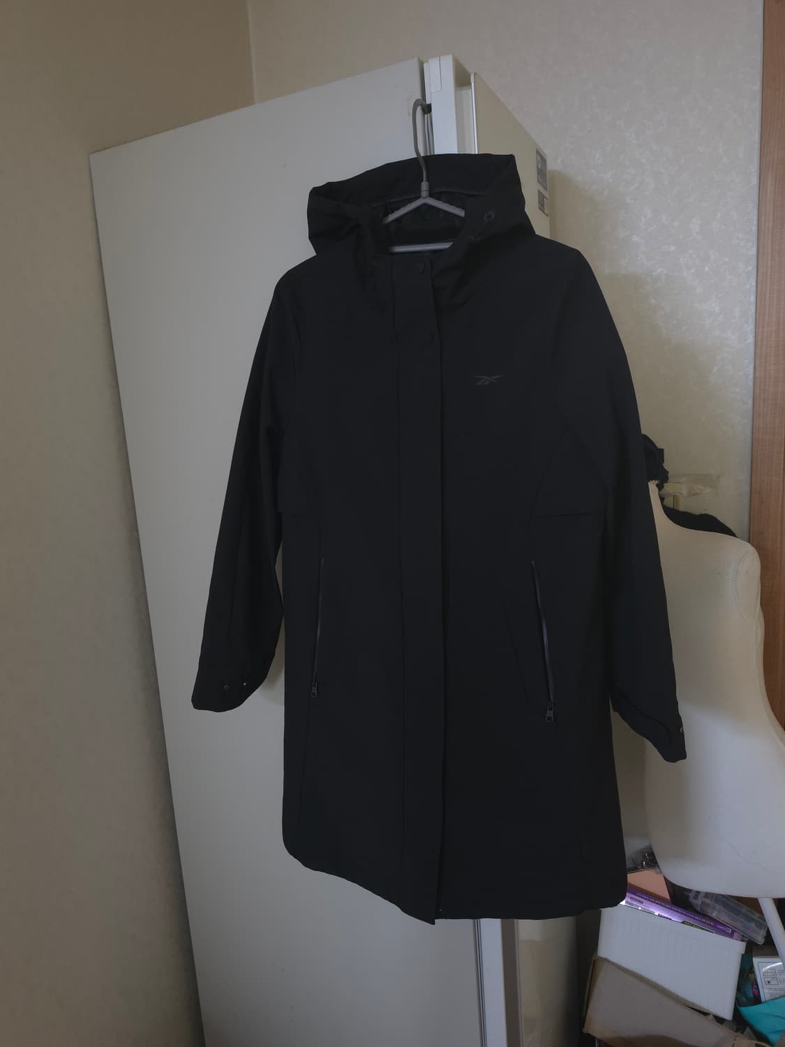 리복 블랙 후드 롱 자켓 상품이미지1