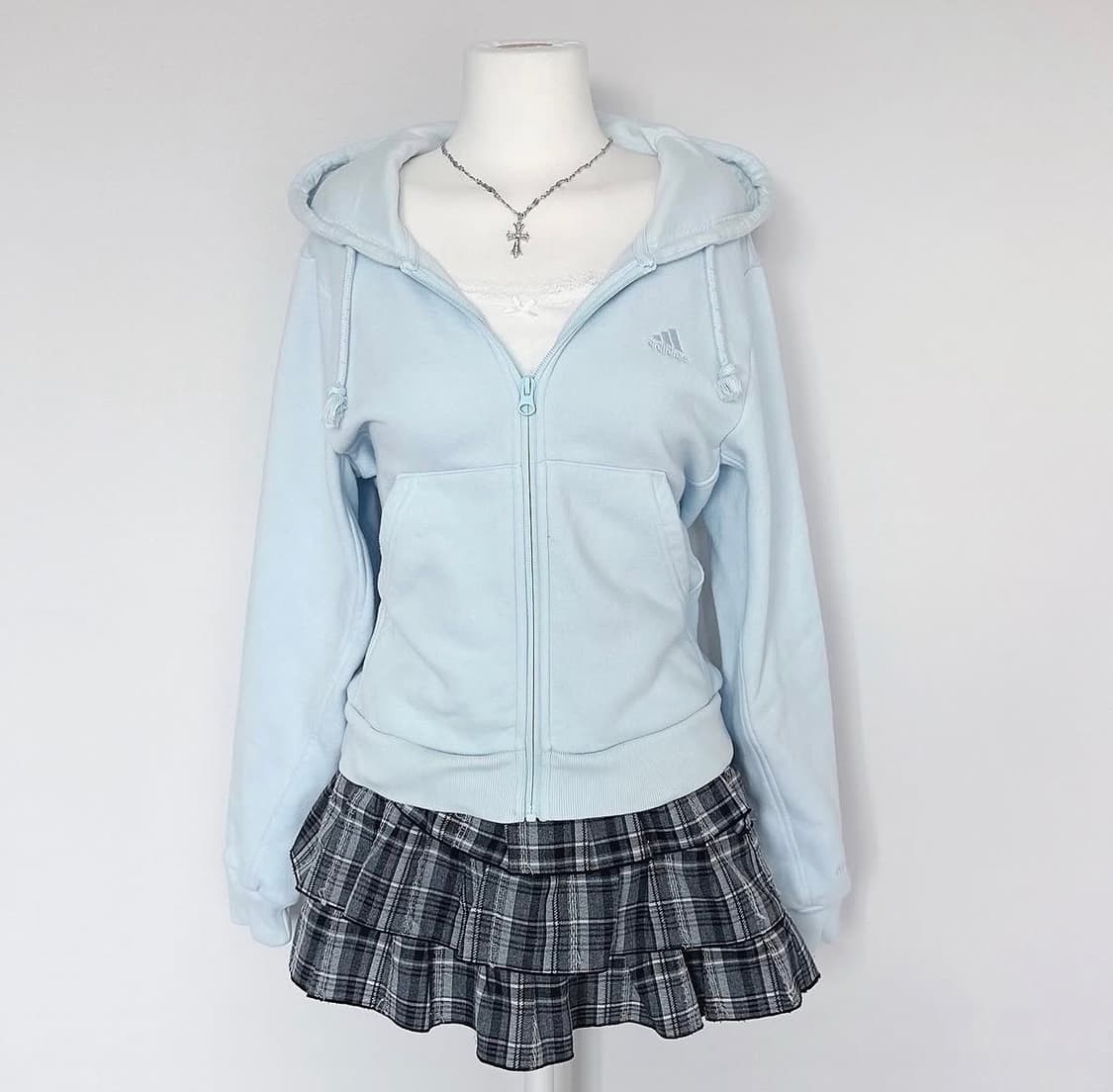 아디다스 하늘 세미크롭 후드집업 상품이미지1