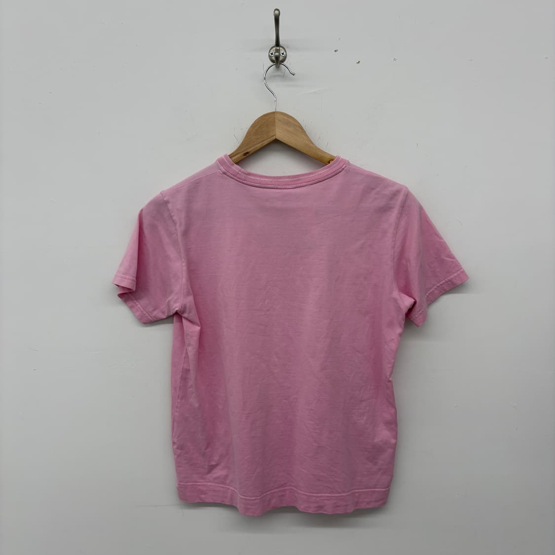 꾸레쥬 핑크색 꽃 자수 크롭 반팔 티셔츠 여성S 상품이미지4