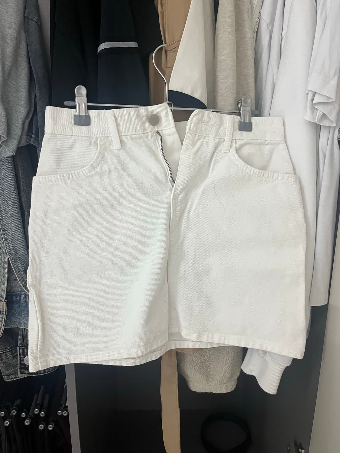 화이트 데님 미니스커트 M 상품이미지1