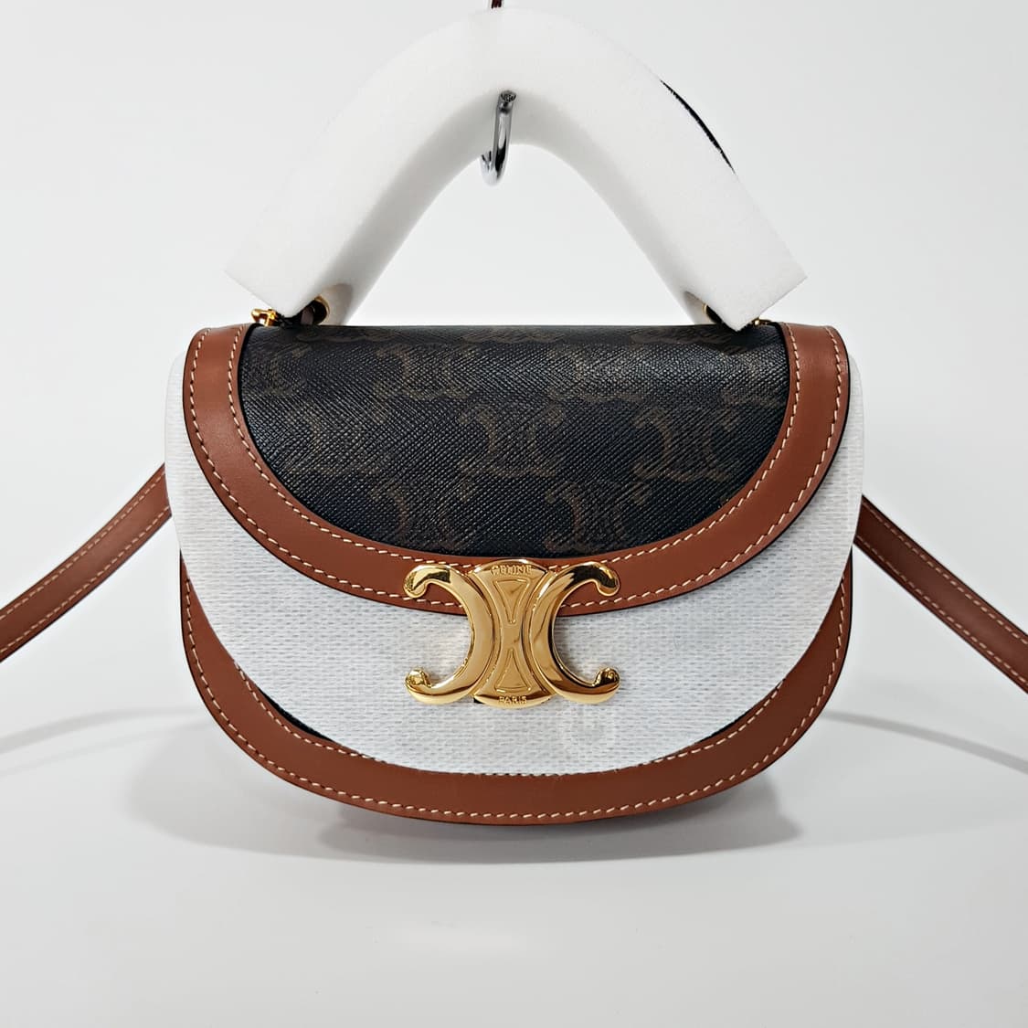 새상품! 셀린느 미니 클레아 베사체 트리오페 캔버스 탠 탑핸들  상품이미지2