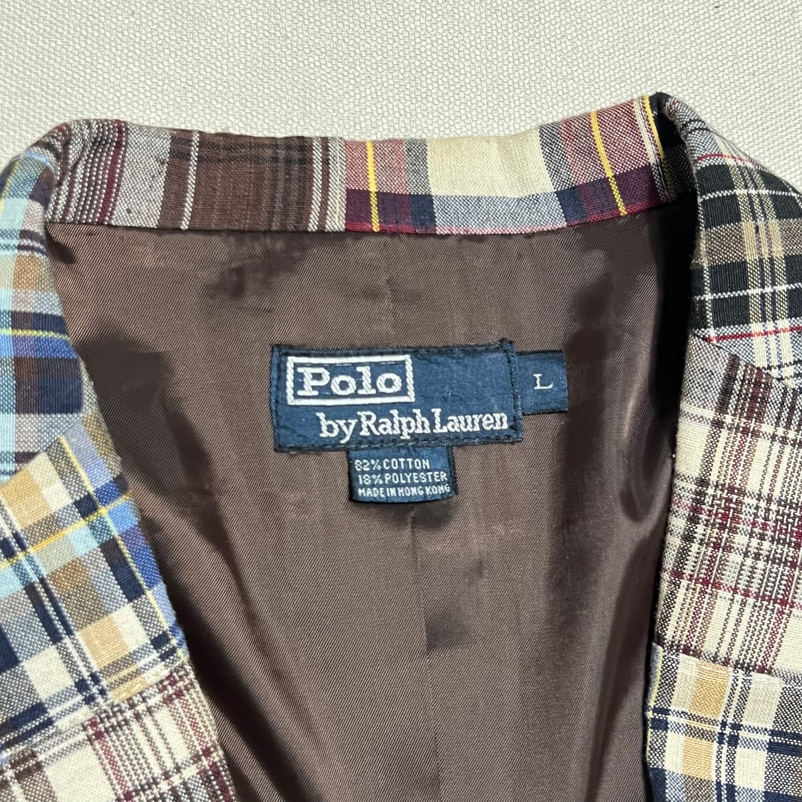 L 폴로랄프로렌 패치워크 마드리스 블레이져 상품이미지4