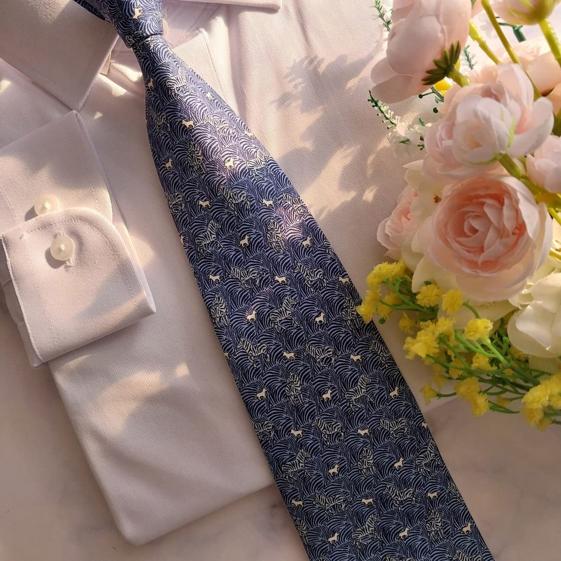 크리지아 실크 블루 얼룩말 패턴 넥타이 9.4cm A+등급 K1328
 상품이미지9