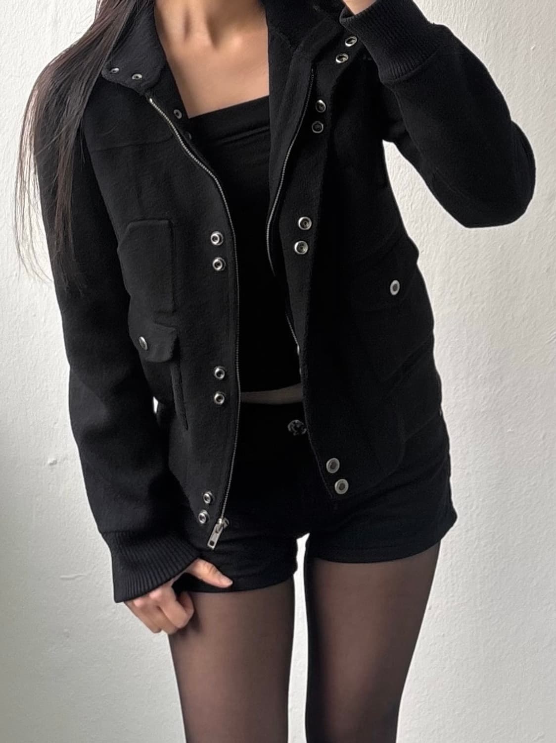 Egoist Glam Wool Black Button Jacket 상품이미지4