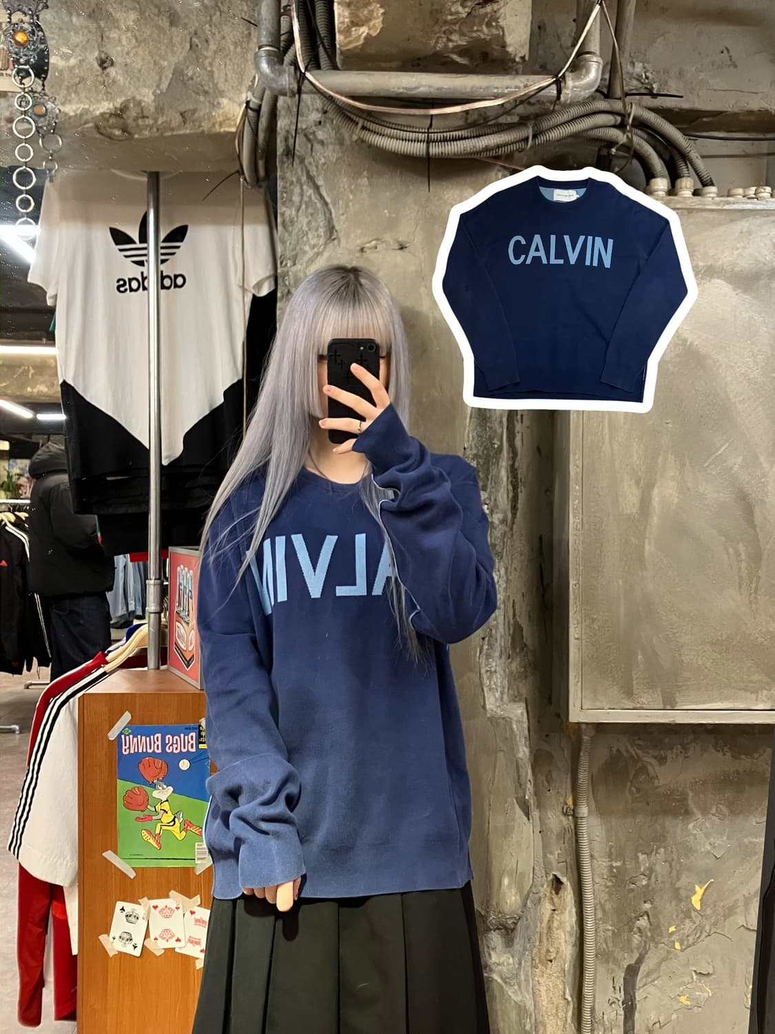 캘빈클라인 진스 로고 맨투맨 네이비 XL #csz2518 상품이미지1