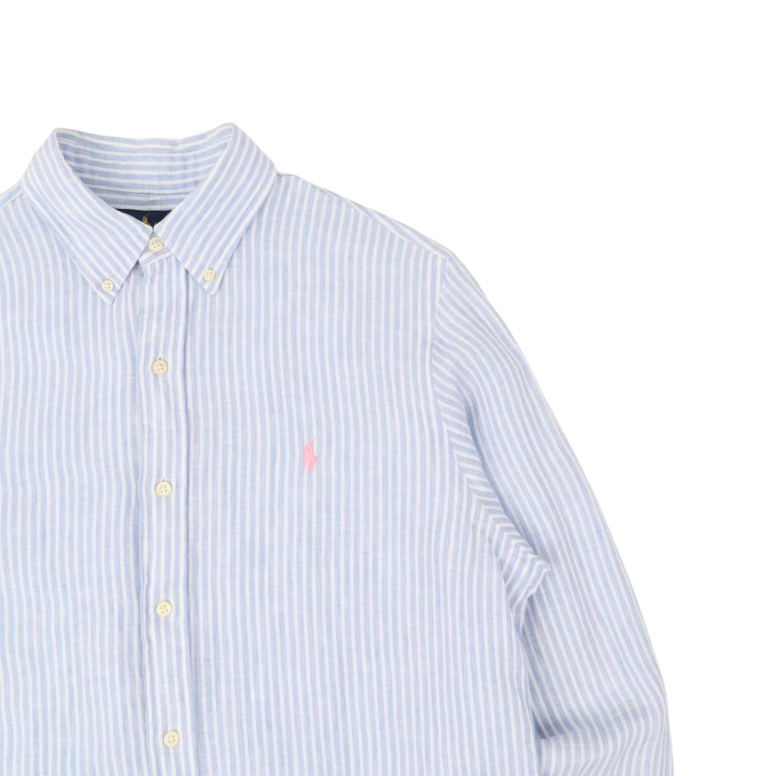 폴로 랄프로렌 qr 린넨 블루 스트라이프 클래식핏 셔츠 상품이미지3