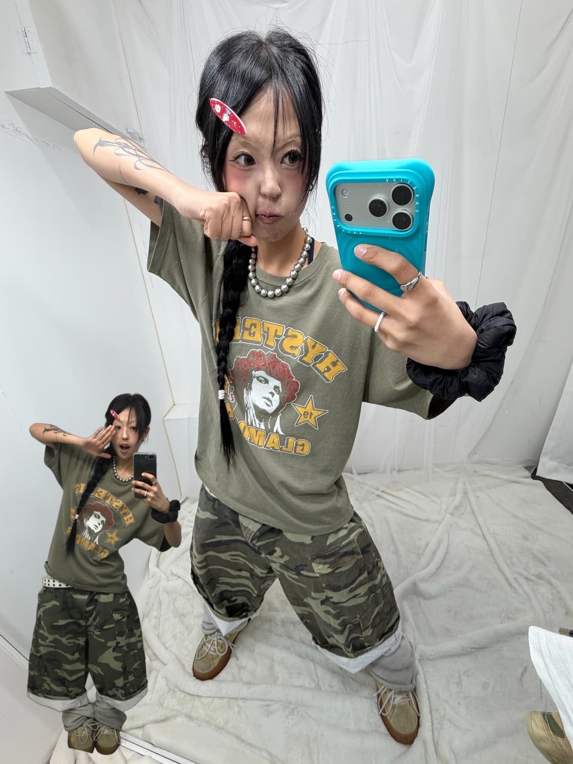 < Hysteric Glamour His Girl Khaki T-shir 상품이미지1