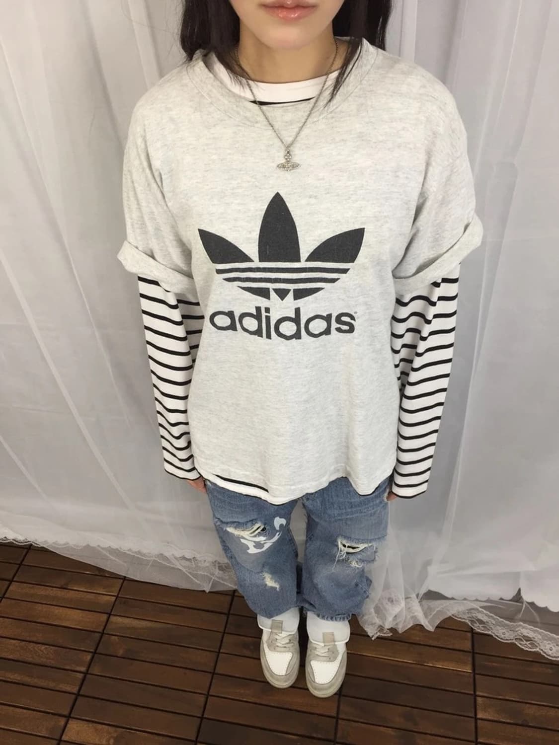 90s Adidas USA Trefoil Crop Tee 상품이미지3