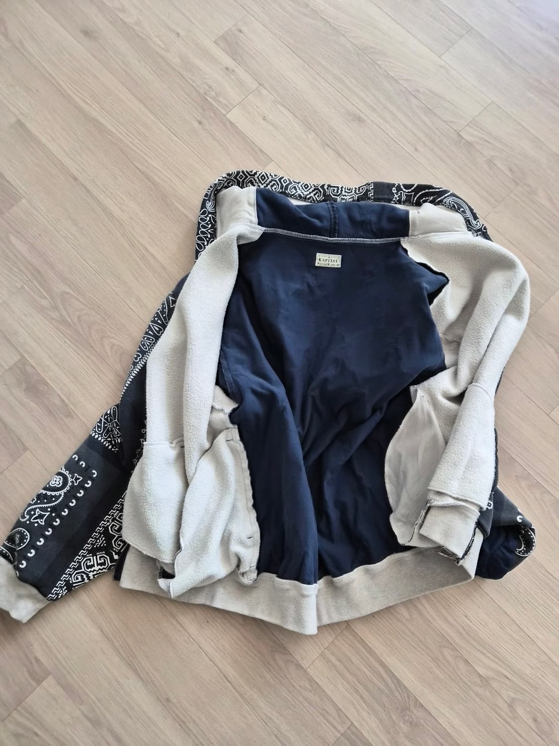 Kapital 캐피탈 반다나 후드 플리스 블루종 블랙 상품이미지3