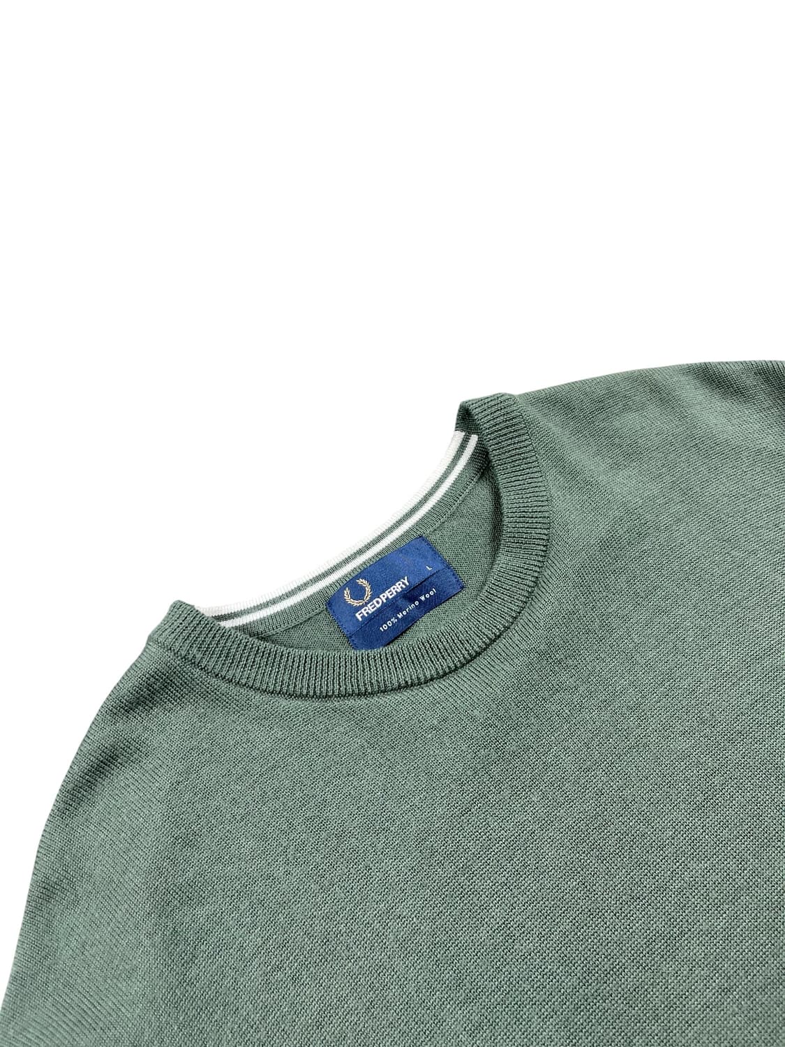 FRED PERRY 메리노 울 카키 컬러 니트  상품이미지3