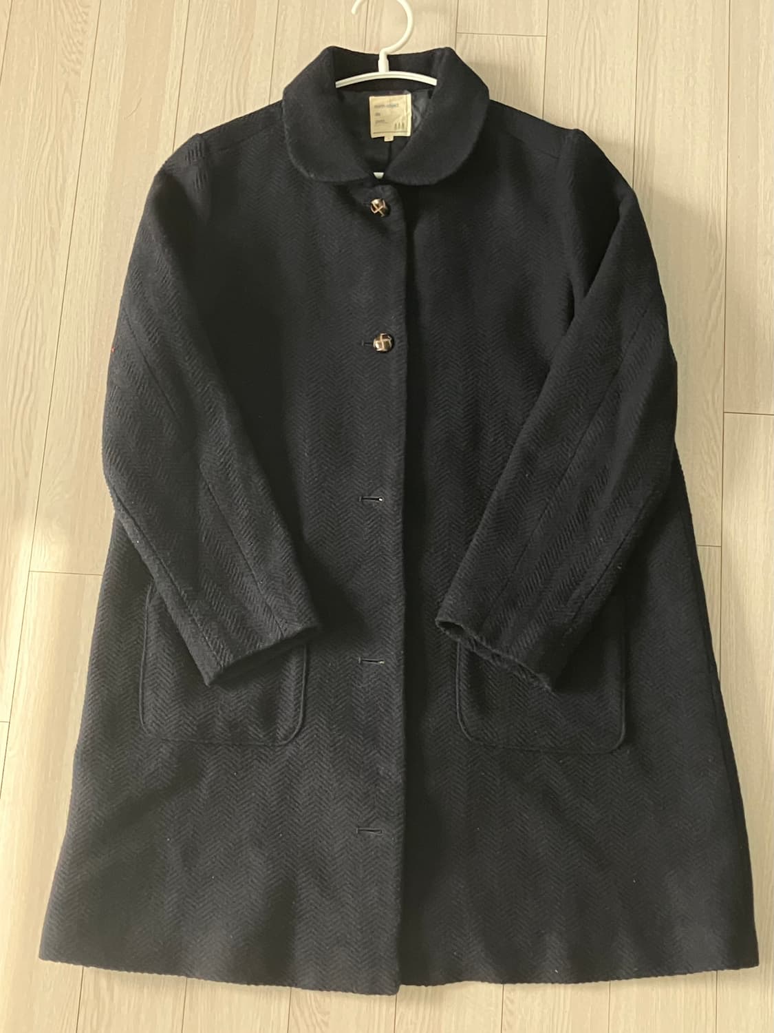 둥근 카라 코트 메론빵 단추 일본빈티지 모리걸 네이비 상품이미지1