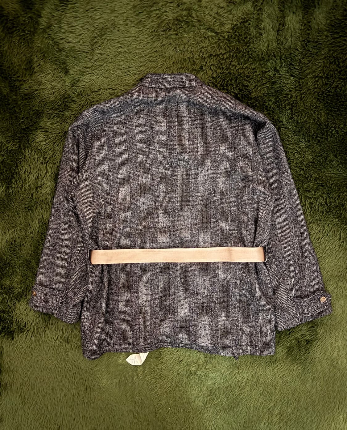 [1] DIGAWEL 디가웰 글렌 체크 울 큐프라 벨티드 하프 코트 상품이미지8