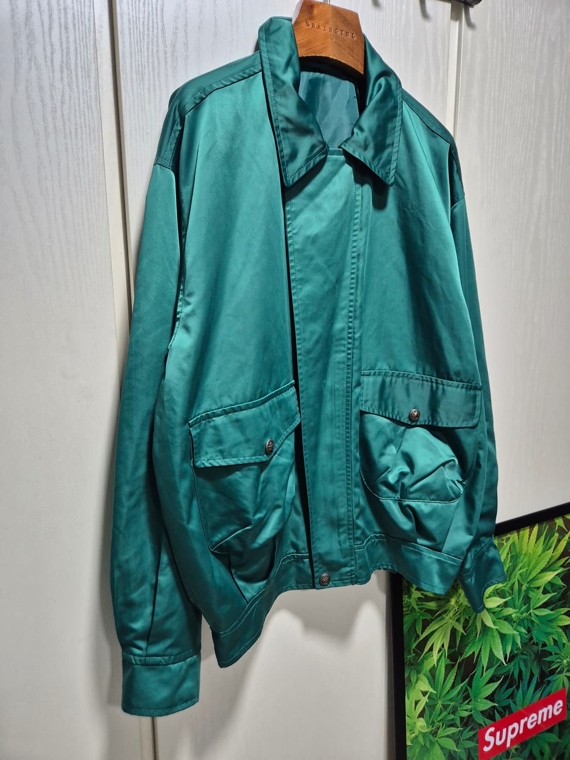 빈티지 그린 포켓 봄버 자켓 상품이미지2