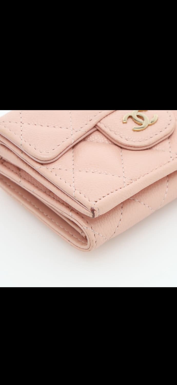 (정품) 샤넬 금장 똑딱이 클래식 3단지갑 핑크 딸기우유 상품이미지5