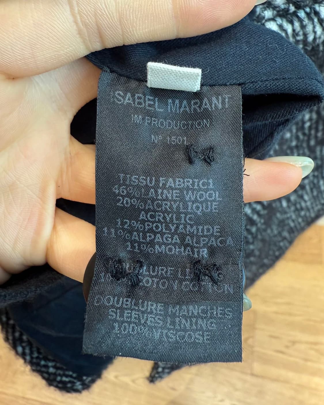 이자벨마랑 블랙 멀티울 헤링본 코트  상품이미지9