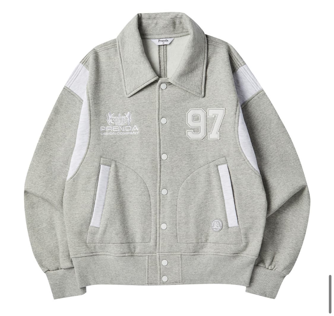 프렌다_ 스웻 바시티 자켓 그레이 상품이미지1