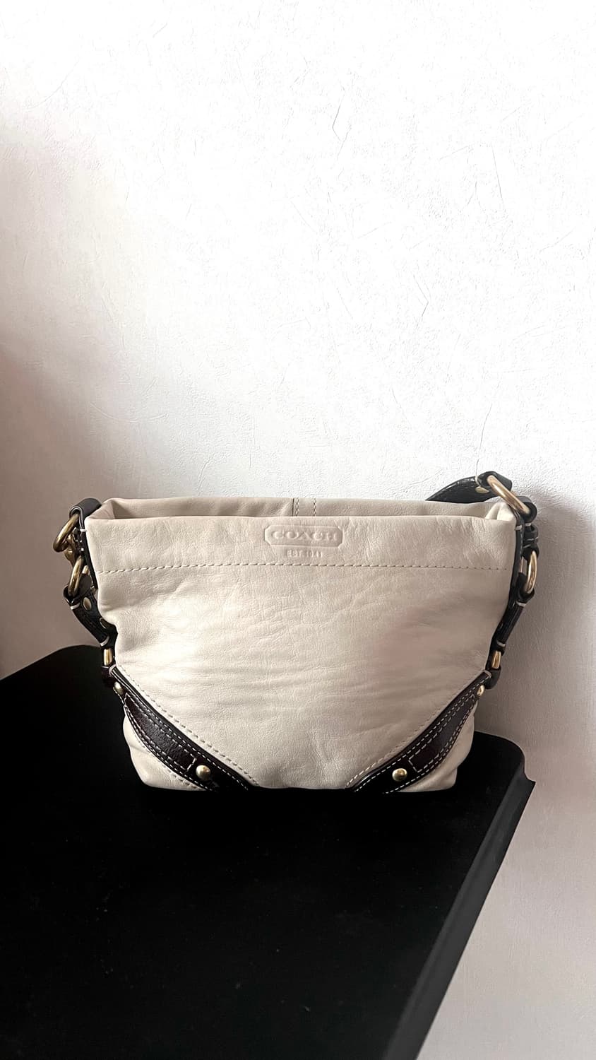 90s coach carly carmel 코치 카멜 브라운 레더 숄더백 상품이미지4