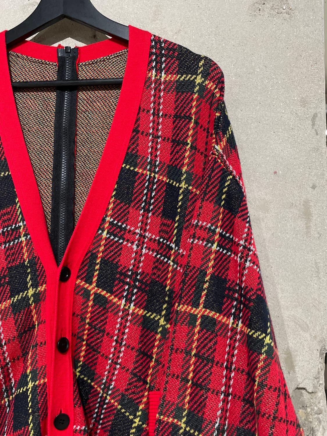 언더커버 레드 플레이드 체크 버튼 가디건 상품이미지3